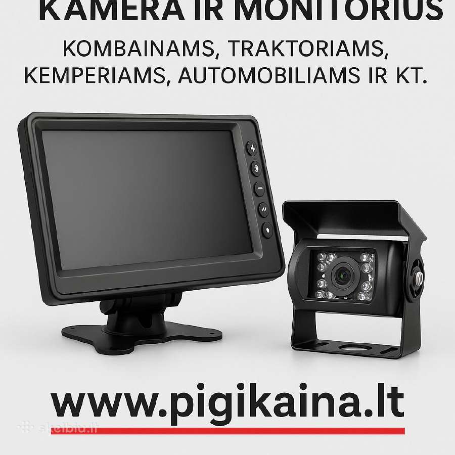 LCD monitorius 10 2ch ir galinio vaizdo kamera