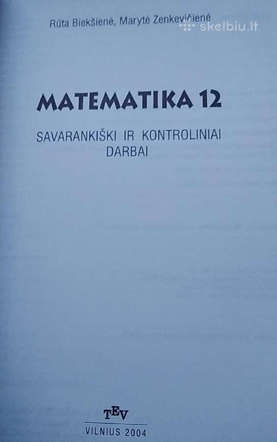 Matematika 12 : savarankiški ir kontroliniai - nuotraukos Nr. 2