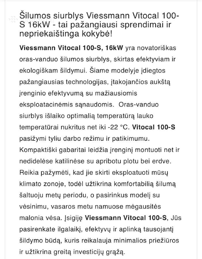 Šilumos siurblys oras-vanduo Viessmann Vitocal 100 - nuotraukos Nr. 3
