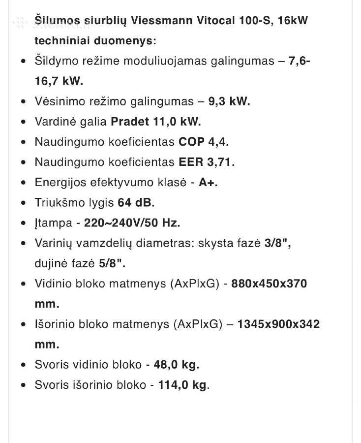 Šilumos siurblys oras-vanduo Viessmann Vitocal 100 - nuotraukos Nr. 5
