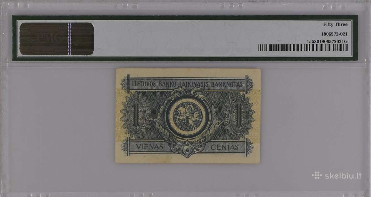 Lietuva 1 Centas (1922-09-10) Pick #1a Pmg 53 - nuotraukos Nr. 2