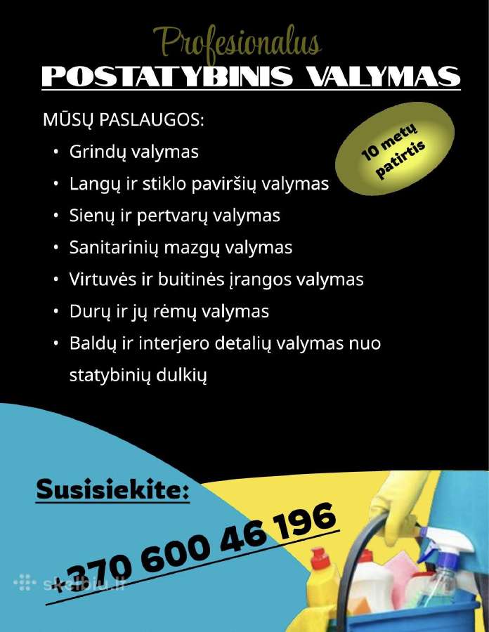Postatybinis, generalinis,baldų ir langų valymas!