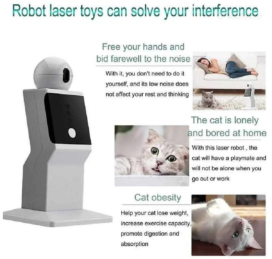 Automatinis lazerinis žaislas katėms Robotas - nuotraukos Nr. 4