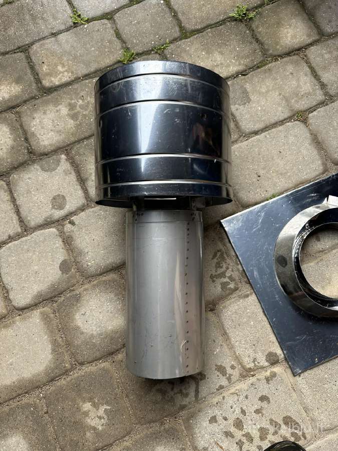 Kaminas D150 Inox su tvirtinimo plokste ir jungtim