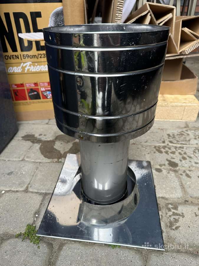 Kaminas D150 Inox su tvirtinimo plokste ir jungtim - nuotraukos Nr. 2