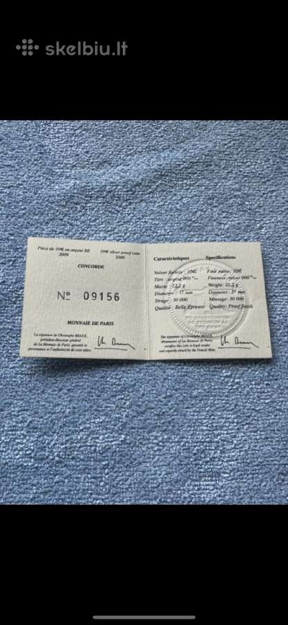Moneta Prancuzija 2009m. 10 euru, sidabras - nuotraukos Nr. 4
