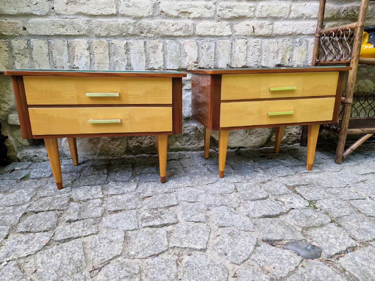 Vintažinės mid century miegamojo spintukės - nuotraukos Nr. 2
