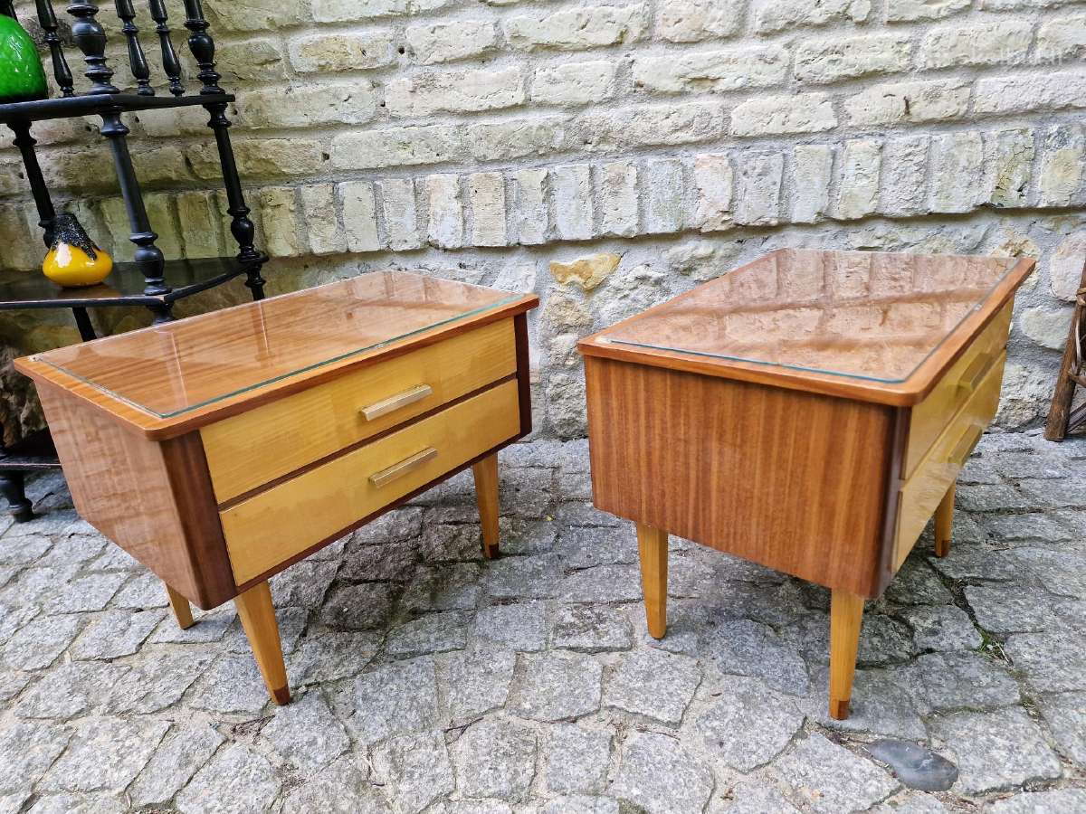Vintažinės mid century miegamojo spintukės - nuotraukos Nr. 5