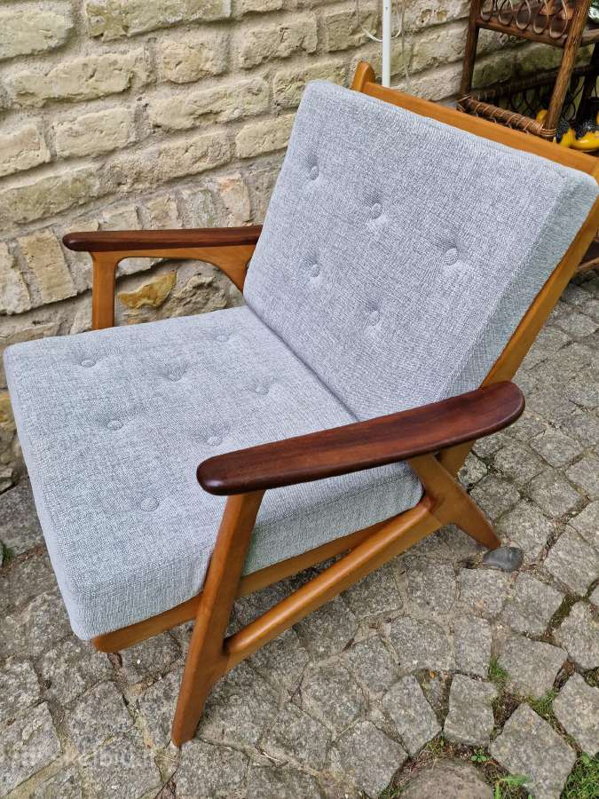 Vintažinis mid century bukmedžio fotelis - nuotraukos Nr. 16