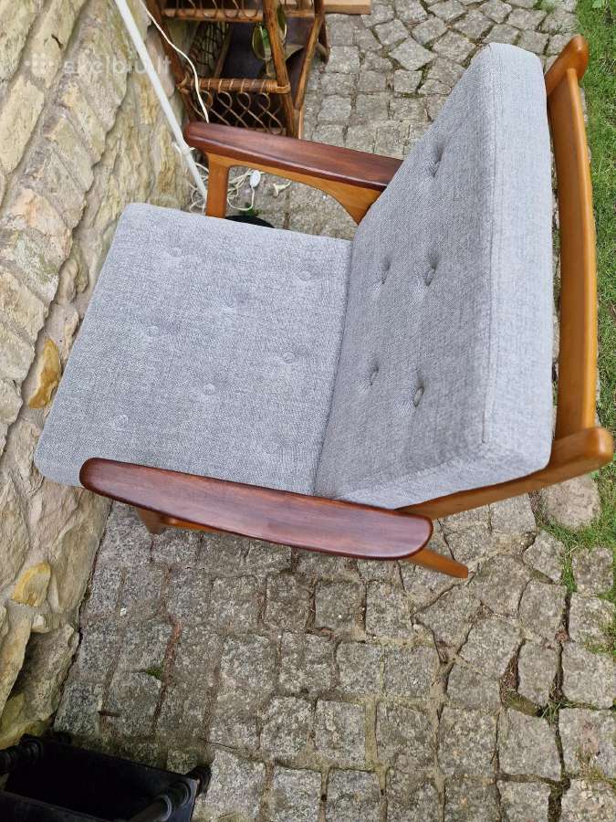 Vintažinis mid century bukmedžio fotelis - nuotraukos Nr. 20