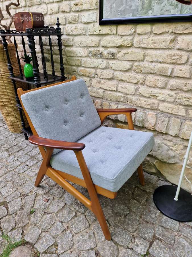 Vintažinis mid century bukmedžio fotelis - nuotraukos Nr. 25