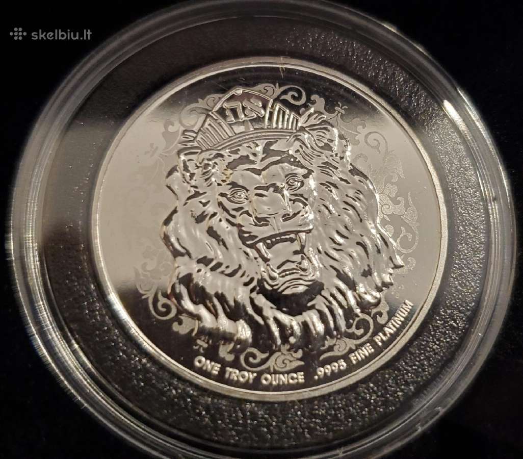 1 oz Platininė moneta. Roaring lion reverse proof - nuotraukos Nr. 5