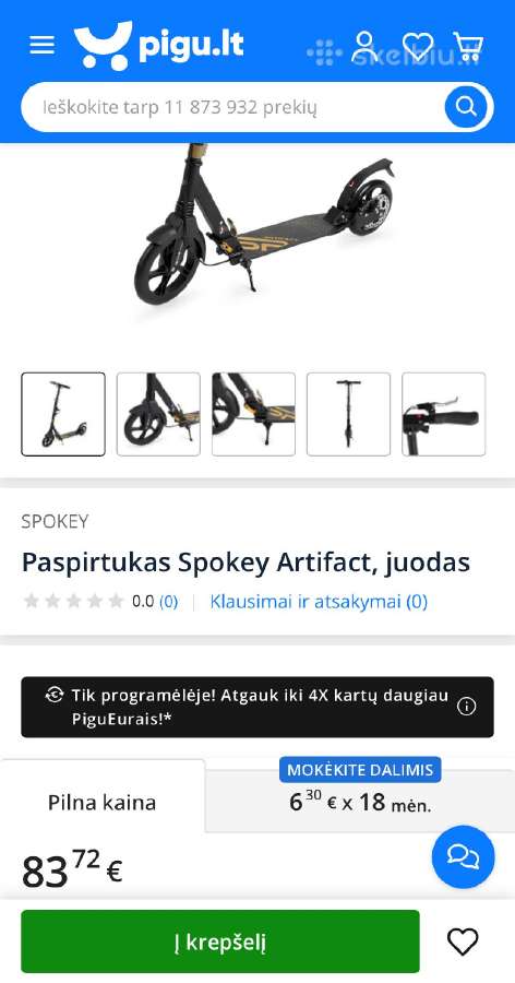 Paspirtukas Spokey Artifact, juodas - nuotraukos Nr. 3