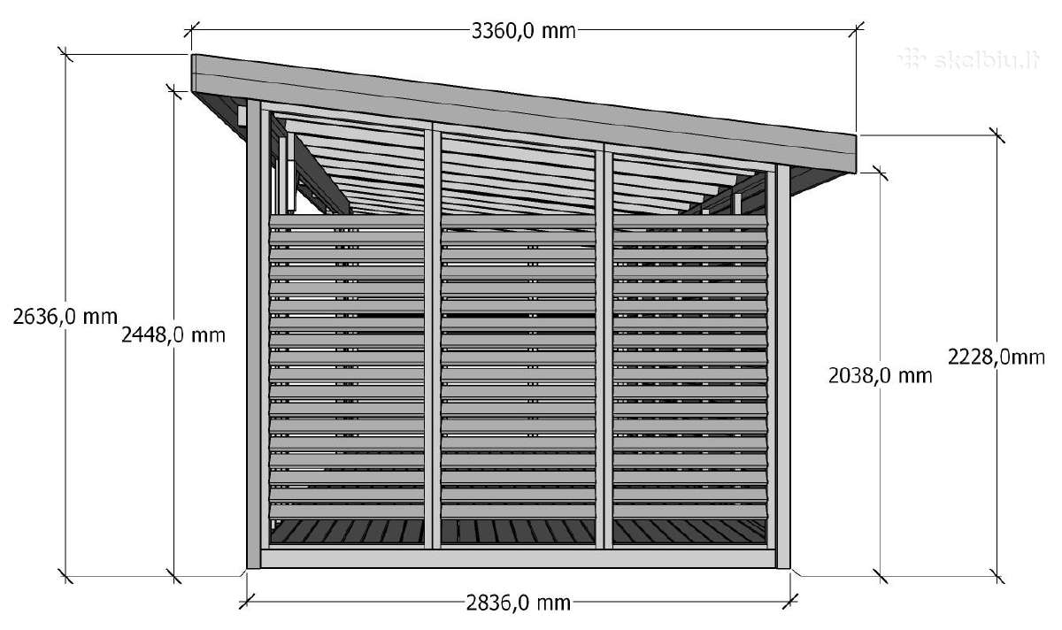 Sodo namelis – pavėsinė stoginė sandėliukas 15.9m2 - nuotraukos Nr. 3