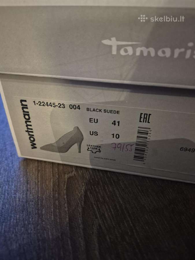 Juodi zomšiniai Tamaris aukštakulniai - nuotraukos Nr. 3