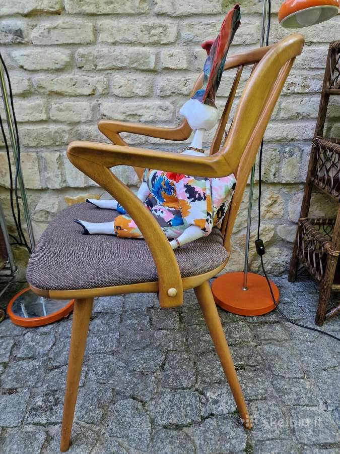 Vintažinė mid century bukmedžio masyvo kėdė - nuotraukos Nr. 2