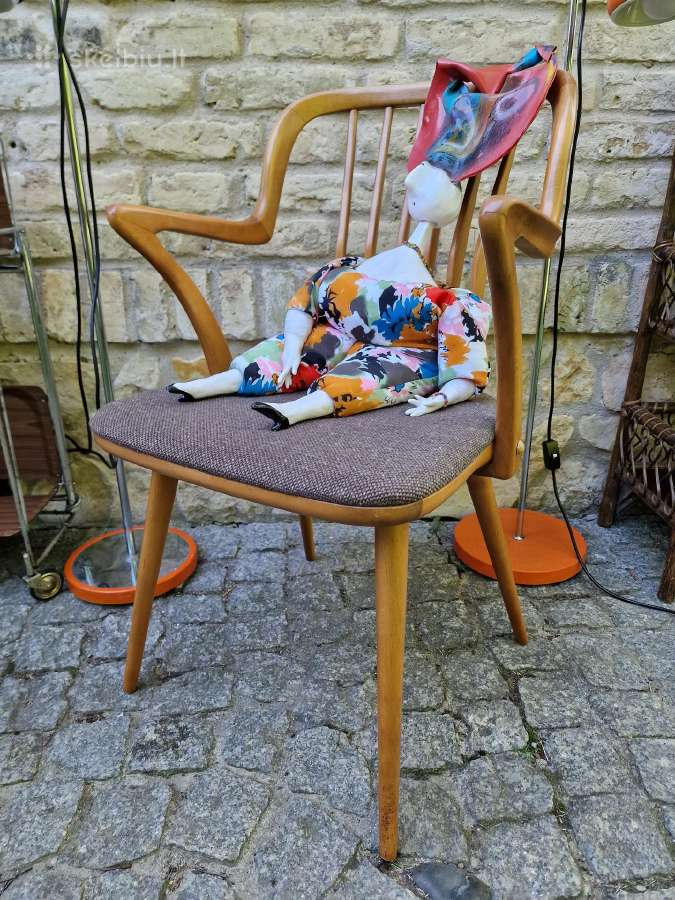 Vintažinė mid century bukmedžio masyvo kėdė - nuotraukos Nr. 8