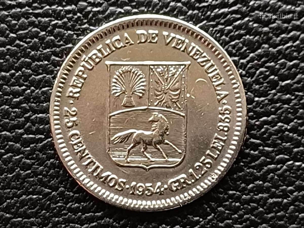 (207) 25 centimai 1954m. Venesuela sidabras 835