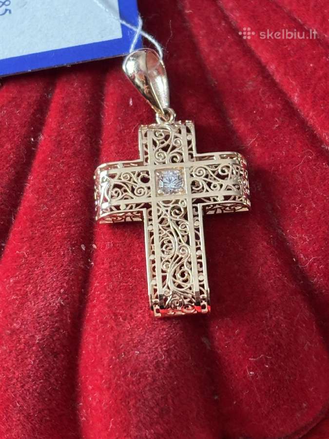 Prabangus auksinis dvipusis ažūrinis kryžiukas - nuotraukos Nr. 6