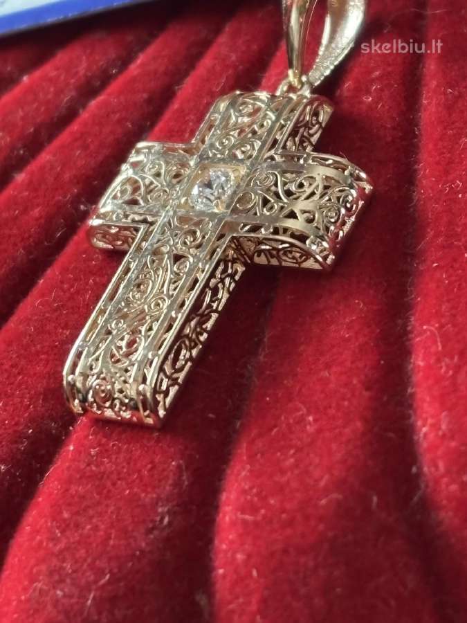 Prabangus auksinis dvipusis ažūrinis kryžiukas - nuotraukos Nr. 11