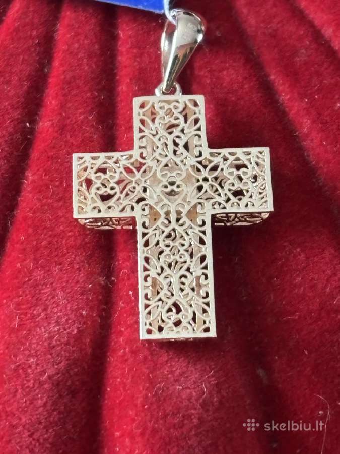 Prabangus auksinis dvipusis ažūrinis kryžiukas - nuotraukos Nr. 13