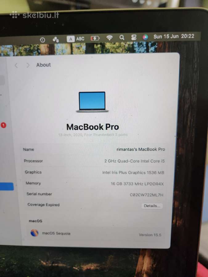 MacBook air 2017 metu ir MacBook pro 2020m - nuotraukos Nr. 9
