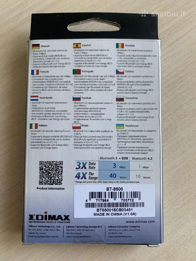 Edimax Bt-8500 Bluetooth adapteris - nuotraukos Nr. 2