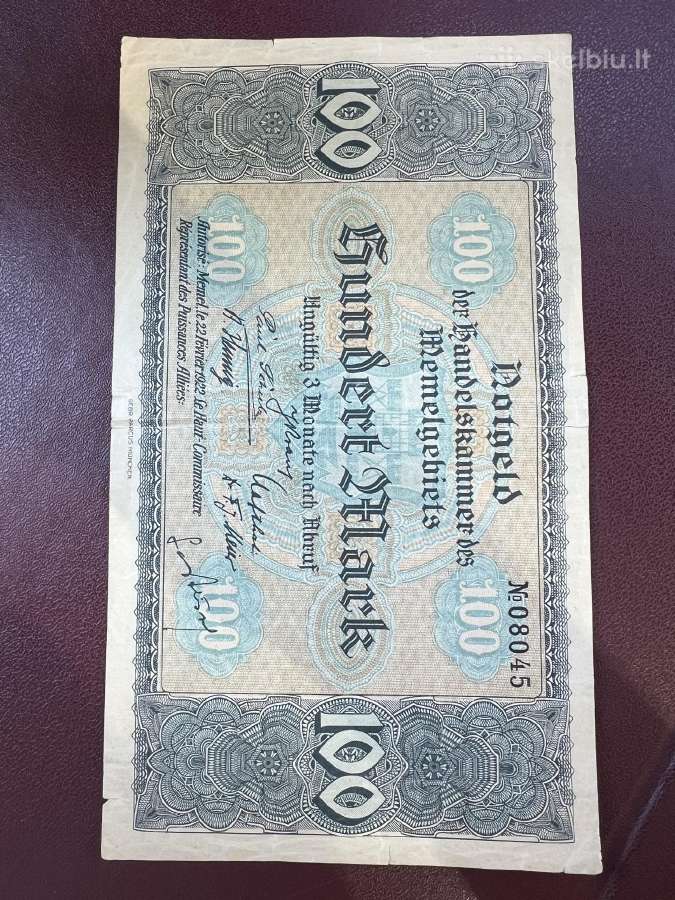 1922 metų 100 markių Klaipėda Memel
