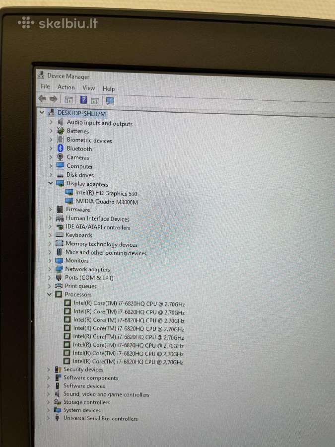 Lenovo Thinkpad P70 i7-6820hq 512ssd 32ram M3000m - nuotraukos Nr. 7