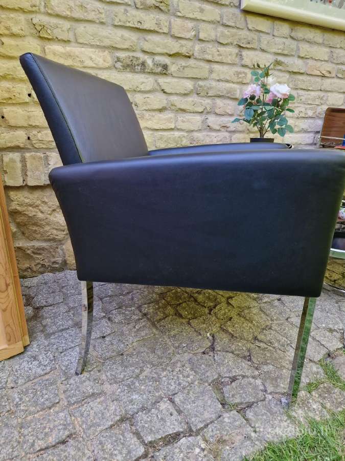 Vintažinis mid century Bauhaus st. odinis fotelis - nuotraukos Nr. 4