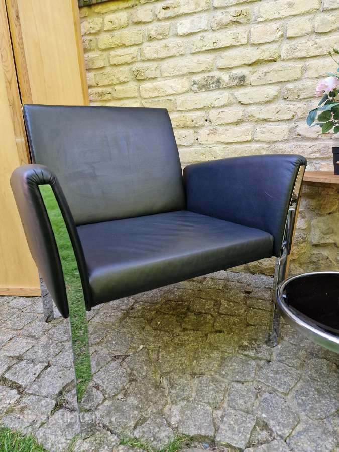 Vintažinis mid century Bauhaus st. odinis fotelis - nuotraukos Nr. 5