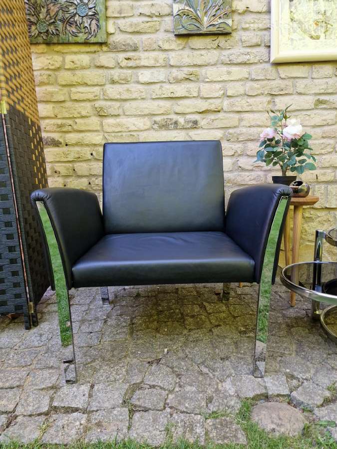 Vintažinis mid century Bauhaus st. odinis fotelis - nuotraukos Nr. 8