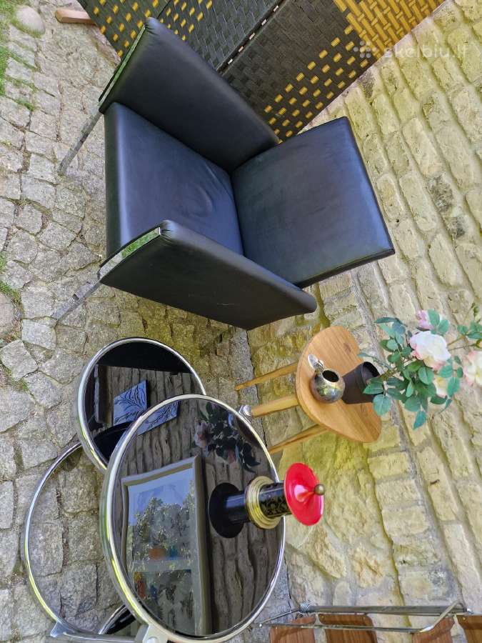 Vintažinis mid century Bauhaus st. odinis fotelis - nuotraukos Nr. 9