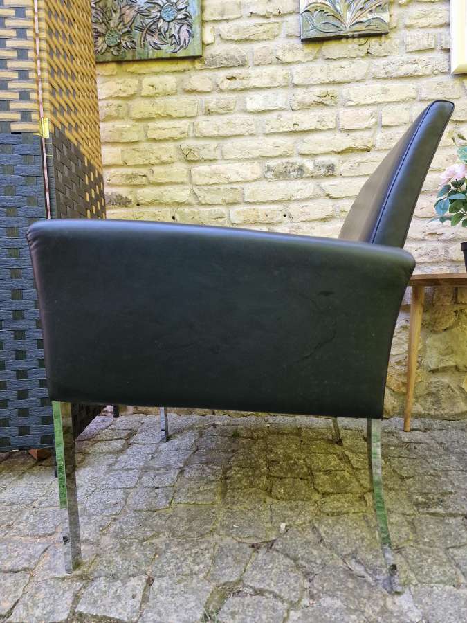 Vintažinis mid century Bauhaus st. odinis fotelis - nuotraukos Nr. 11