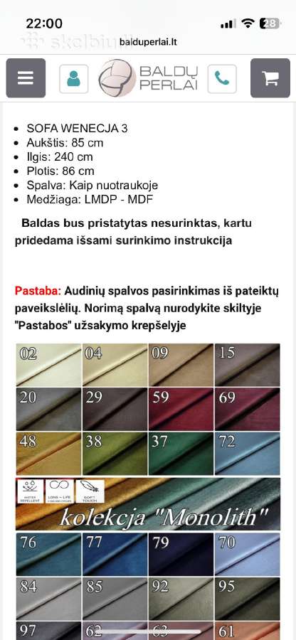 Labai geros būklės sofa Venecija - nuotraukos Nr. 3