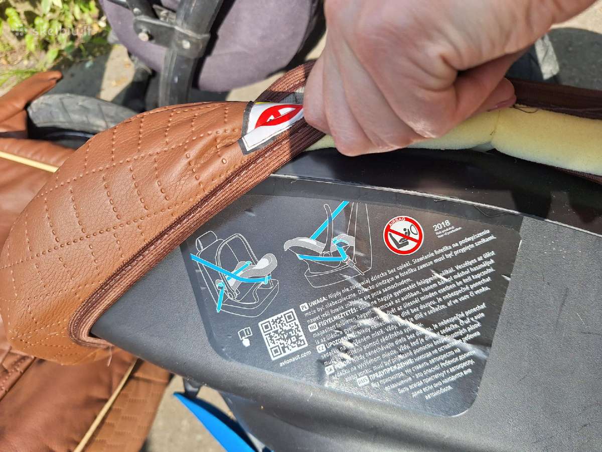 Rudas trijų dalių vežimėlis su autokėdute - nuotraukos Nr. 4