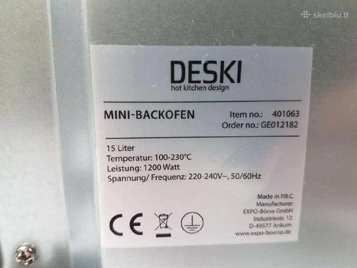 Elektrinė Orkaite Deski 15l, 1200w - nuotraukos Nr. 4