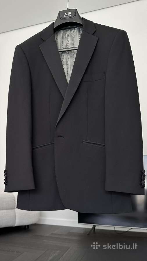 Savile Row A39 Juodas vyriškas kostiumas - nuotraukos Nr. 2
