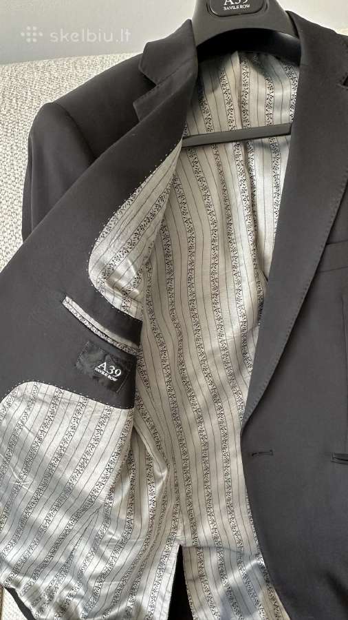 Savile Row A39 Juodas vyriškas kostiumas - nuotraukos Nr. 4