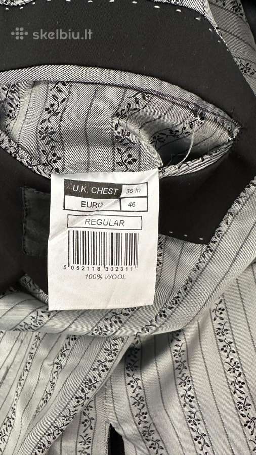 Savile Row A39 Juodas vyriškas kostiumas - nuotraukos Nr. 9