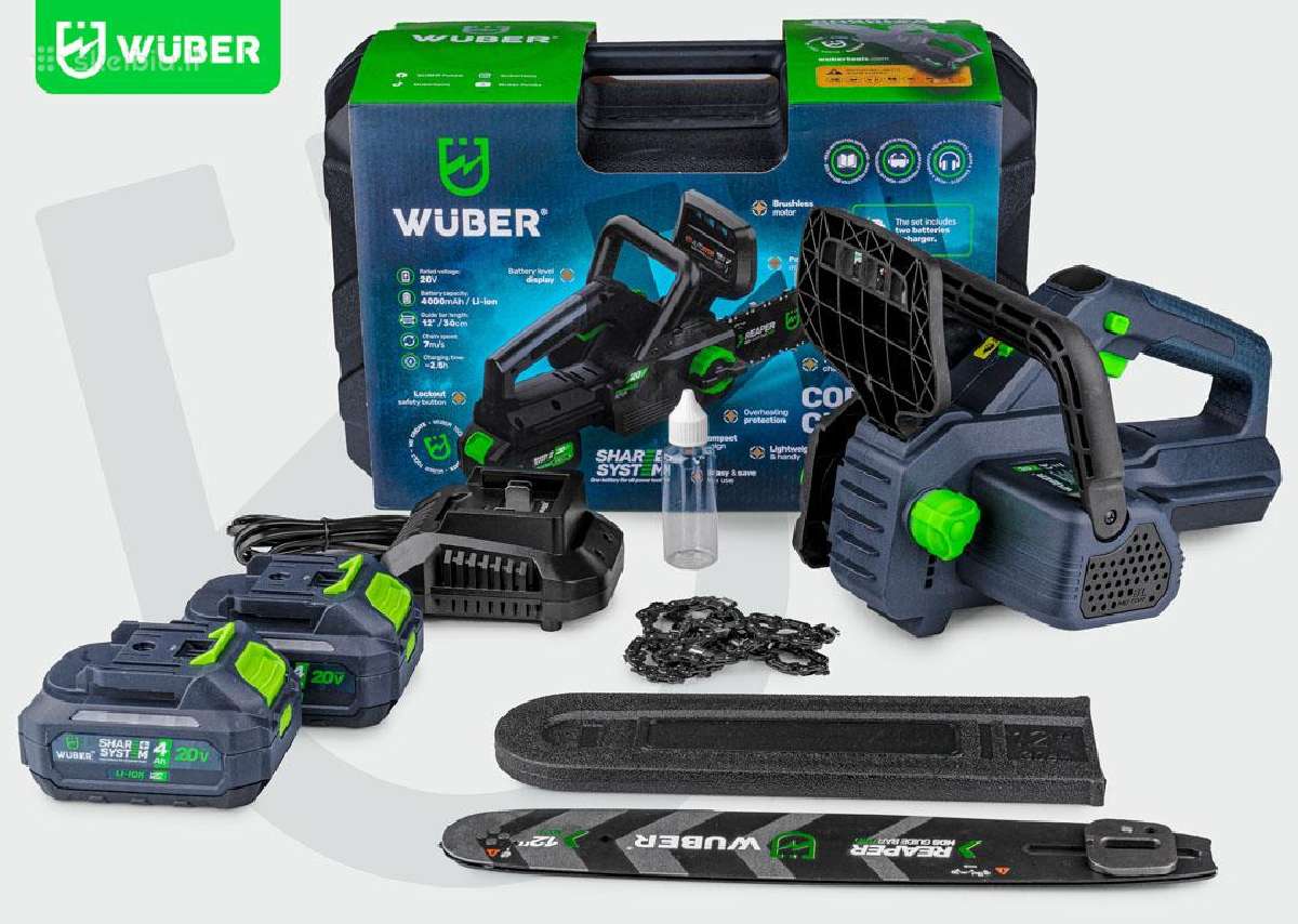 Akumuliatorinis grandininis pjūklas Wuber W04201, - nuotraukos Nr. 2