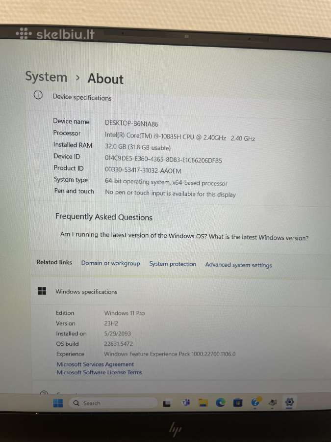 Hp Zbook Studio G7 i9-10885h 32gb RAM 512gb SSD - nuotraukos Nr. 8