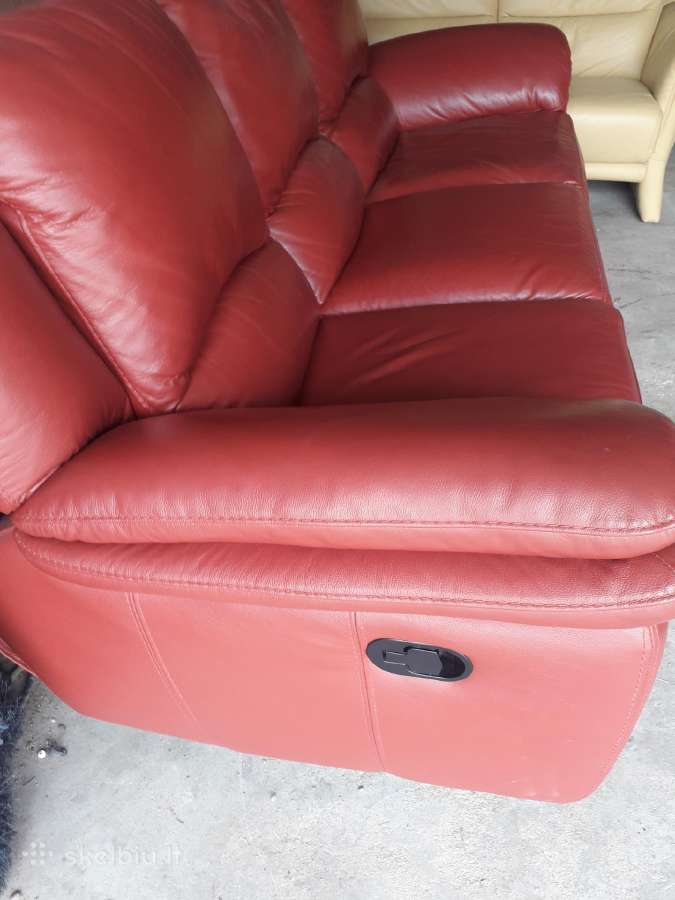 Trivietė odinė "begana"sofa - nuotraukos Nr. 11