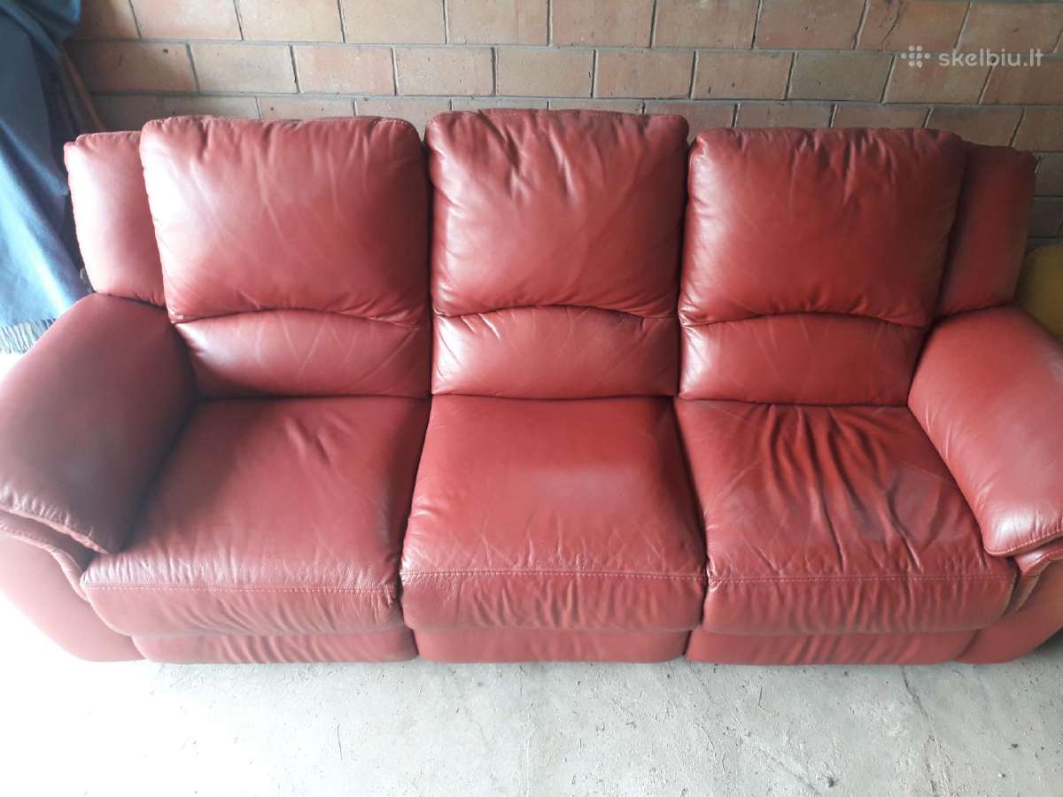 Trivietė odinė "begana"sofa - nuotraukos Nr. 12
