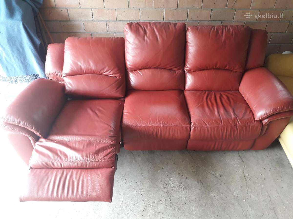Trivietė odinė "begana"sofa - nuotraukos Nr. 13