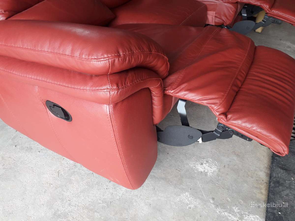 Trivietė odinė "begana"sofa - nuotraukos Nr. 14