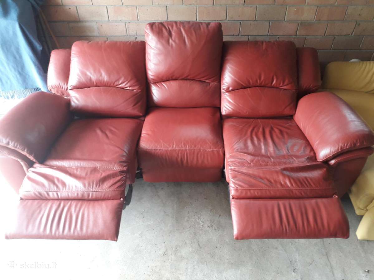 Trivietė odinė "begana"sofa - nuotraukos Nr. 15