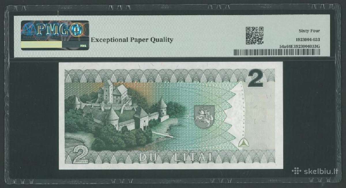 Lietuva 2 Litai 1993 Pmg 64 Epq banknotas Daa - nuotraukos Nr. 2