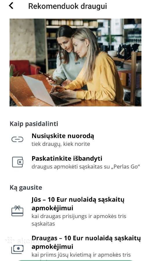 10 eur Perlas Go nuolaidos kodas kom. sąskaitoms