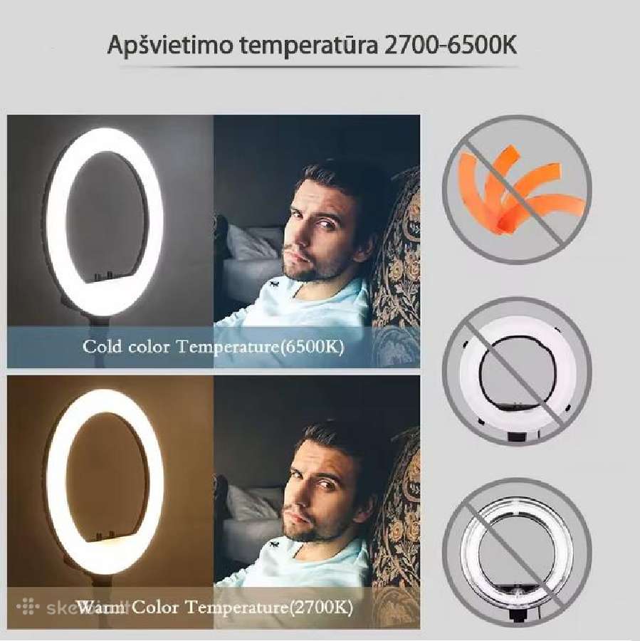 LED žiedinė lempa su telefono laikikliais - Pro - nuotraukos Nr. 7
